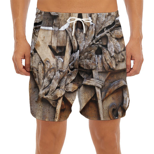 Freemasonry Emblem Print Men's Split Running Shorts