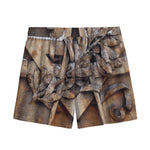 Freemasonry Emblem Print Mesh Shorts