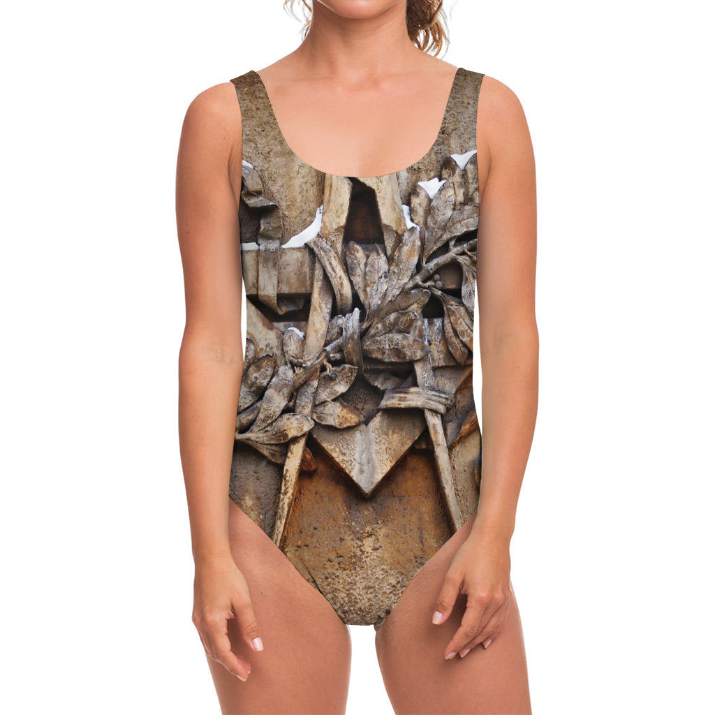Freemasonry Emblem Print One Piece Swimsuit