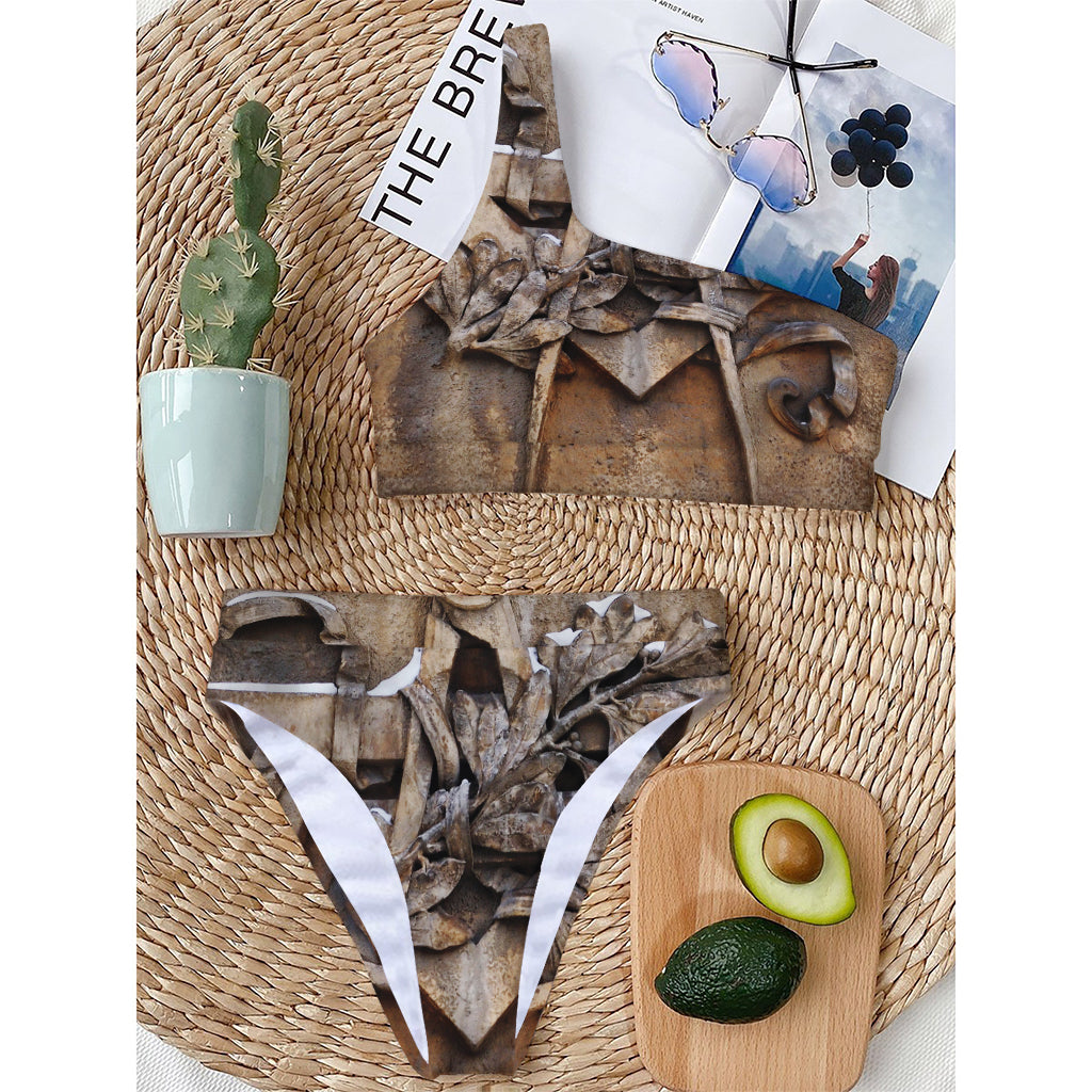 Freemasonry Emblem Print One Shoulder Bikini Top