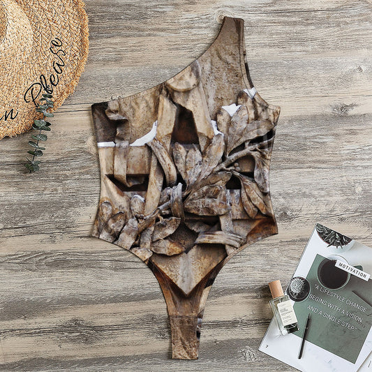 Freemasonry Emblem Print One Shoulder Bodysuit