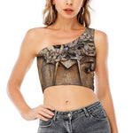 Freemasonry Emblem Print One Shoulder Crop Top