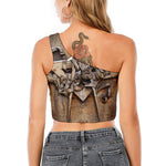 Freemasonry Emblem Print One Shoulder Crop Top