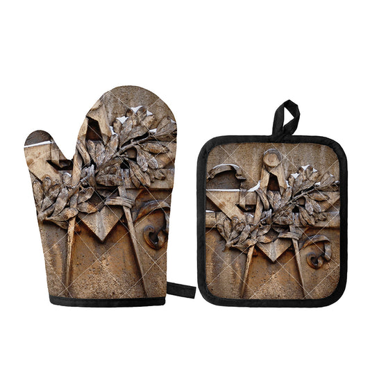 Freemasonry Emblem Print Oven Mitt And Pot Holder Set