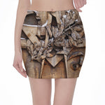 Freemasonry Emblem Print Pencil Mini Skirt