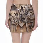 Freemasonry Emblem Print Pencil Mini Skirt