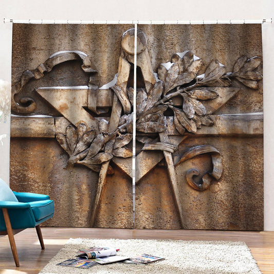 Freemasonry Emblem Print Pencil Pleat Curtains
