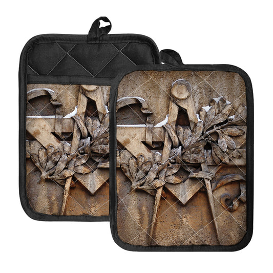 Freemasonry Emblem Print Pot Holders With Pocket