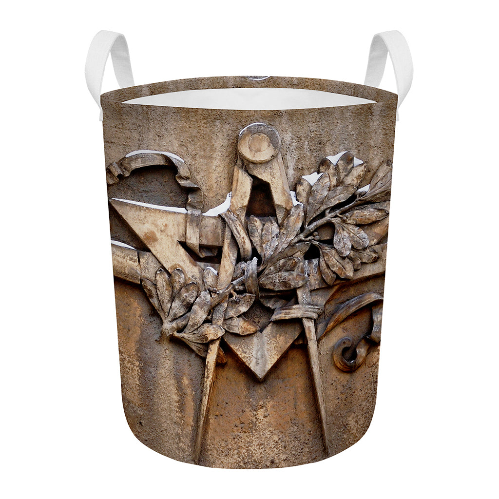 Freemasonry Emblem Print Round Laundry Basket