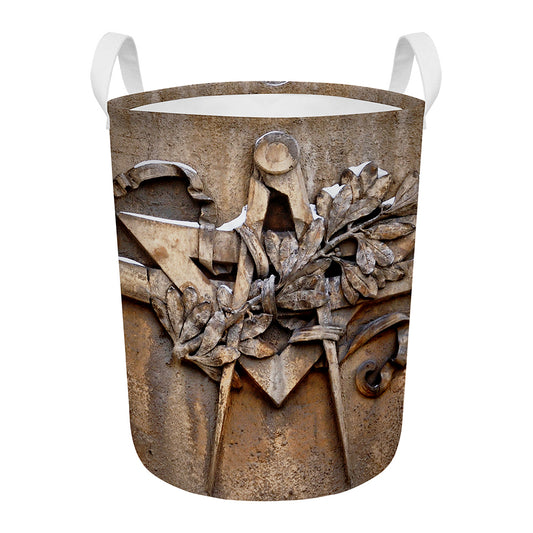 Freemasonry Emblem Print Round Laundry Basket