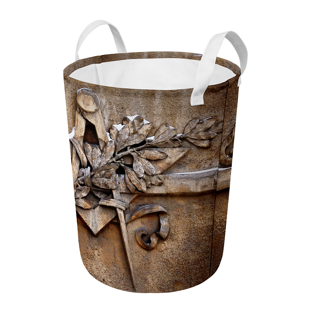 Freemasonry Emblem Print Round Laundry Basket