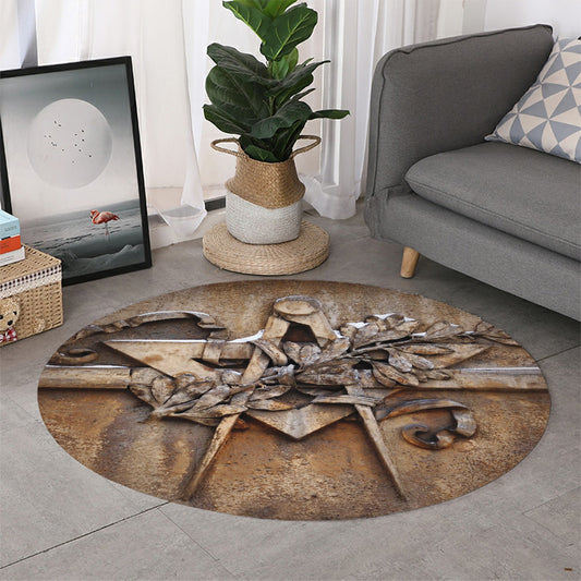Freemasonry Emblem Print Round Rug