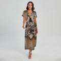Freemasonry Emblem Print Short Sleeve Maxi Dress