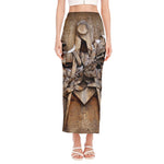 Freemasonry Emblem Print Side Slit Maxi Skirt