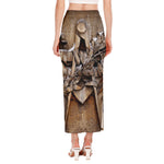 Freemasonry Emblem Print Side Slit Maxi Skirt