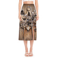 Freemasonry Emblem Print Side Slit Midi Skirt