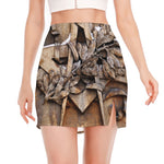 Freemasonry Emblem Print Side Slit Mini Skirt