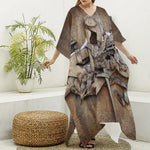 Freemasonry Emblem Print Silk V-Neck Kaftan Dress
