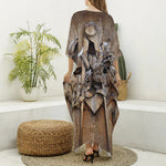 Freemasonry Emblem Print Silk V-Neck Kaftan Dress