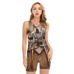 Freemasonry Emblem Print Sleeveless One Piece Swimsuit