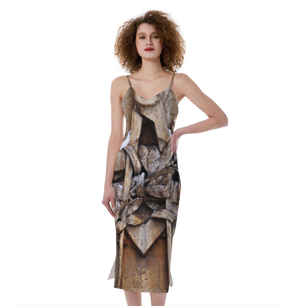 Freemasonry Emblem Print Slim Fit Midi Cami Dress