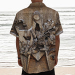 Freemasonry Emblem Print Textured Short Sleeve Shirt