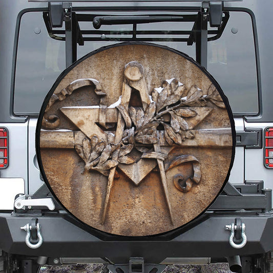 Freemasonry Emblem Print Tire Cover