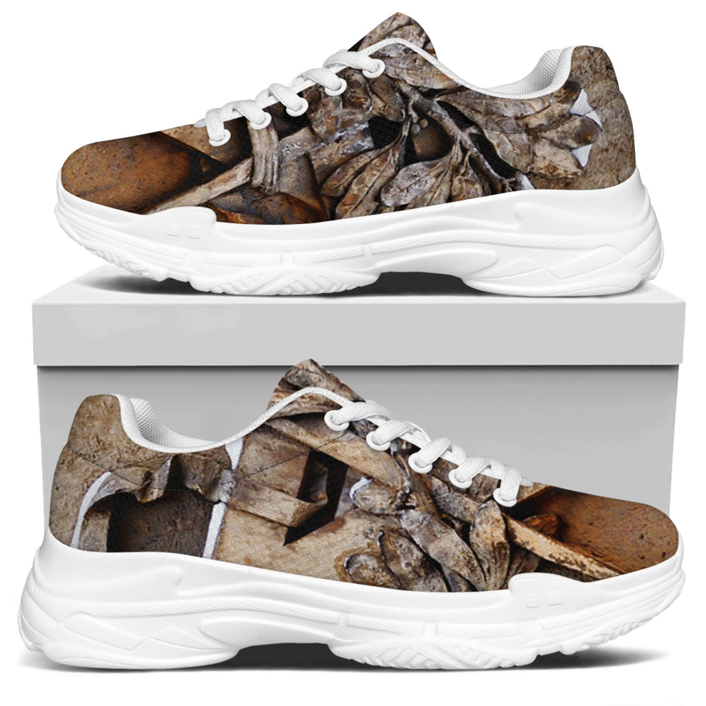 Freemasonry Emblem Print White Chunky Shoes