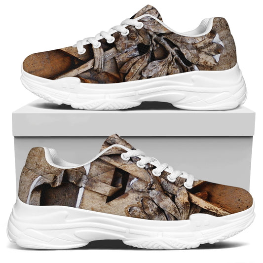 Freemasonry Emblem Print White Chunky Shoes