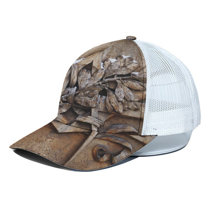 Freemasonry Emblem Print White Mesh Trucker Cap