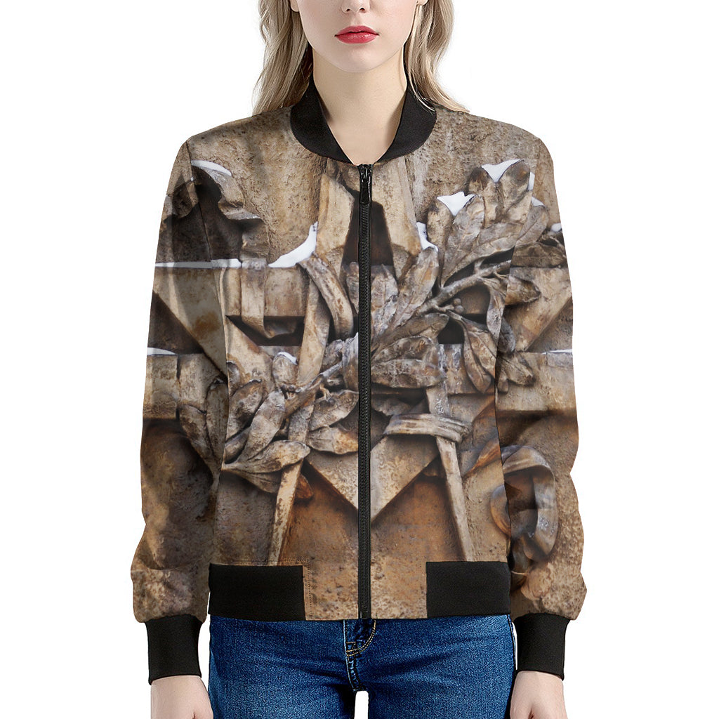 Freemasonry Emblem Print Women's Bomber Jacket