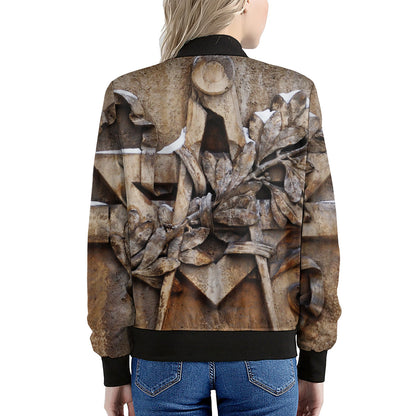 Freemasonry Emblem Print Women's Bomber Jacket