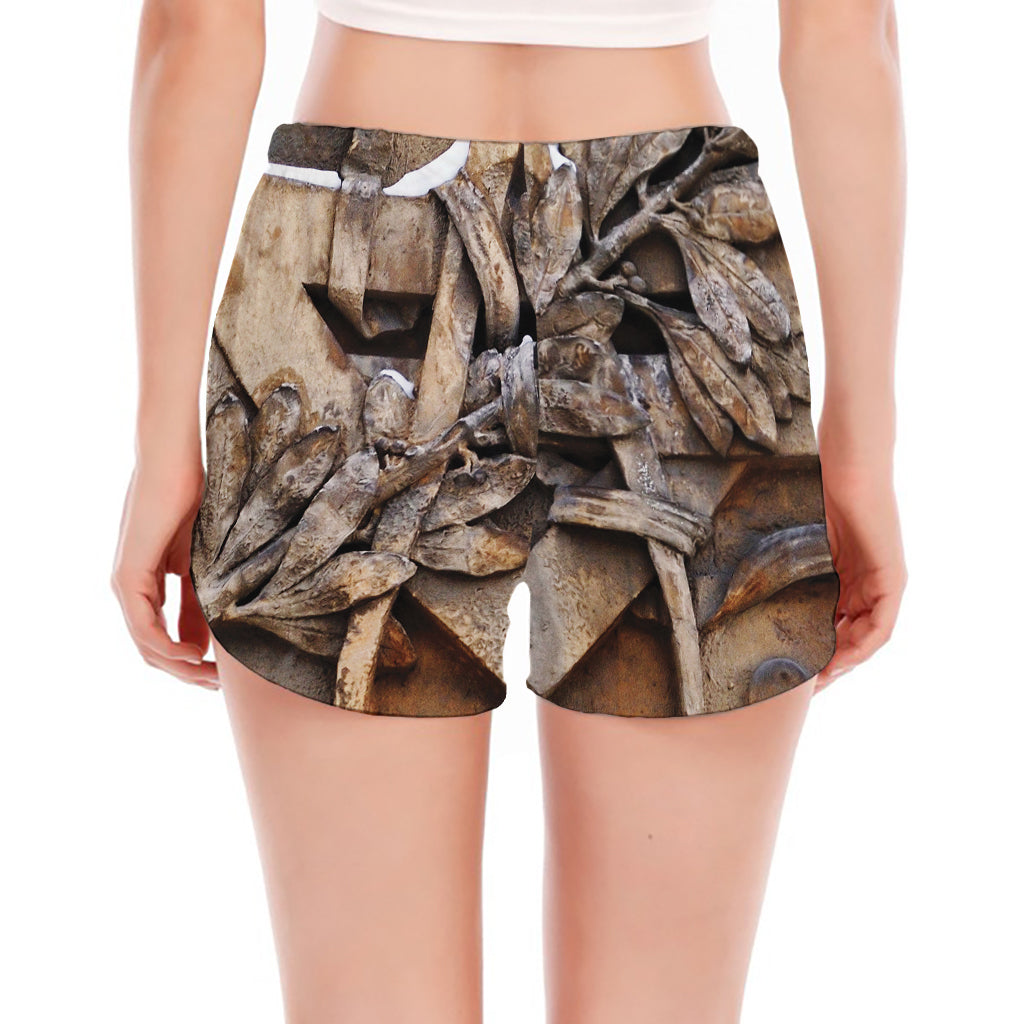 Freemasonry Emblem Print Women's Split Running Shorts