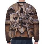 Freemasonry Emblem Print Zip Sleeve Bomber Jacket