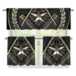 Freemasonry Medal Print 3 Piece Kitchen Curtains