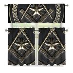 Freemasonry Medal Print 3 Piece Kitchen Curtains