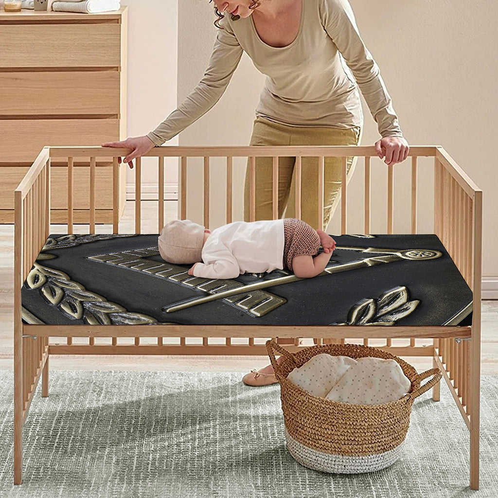 Freemasonry Medal Print Baby Crib Sheet