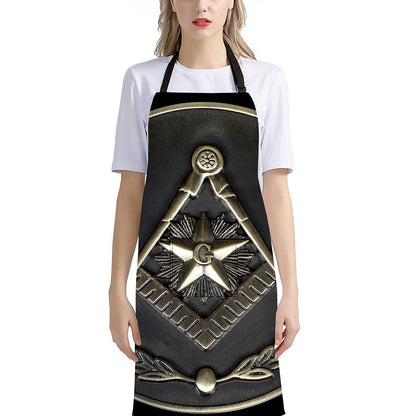 Freemasonry Medal Print Bib Apron With Pocket