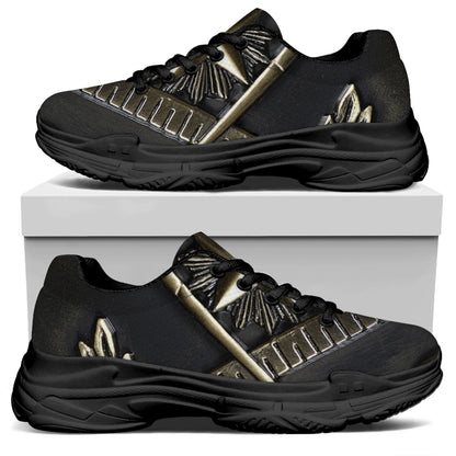Freemasonry Medal Print Black Chunky Shoes