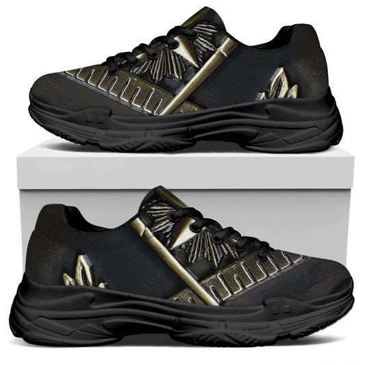 Freemasonry Medal Print Black Chunky Shoes