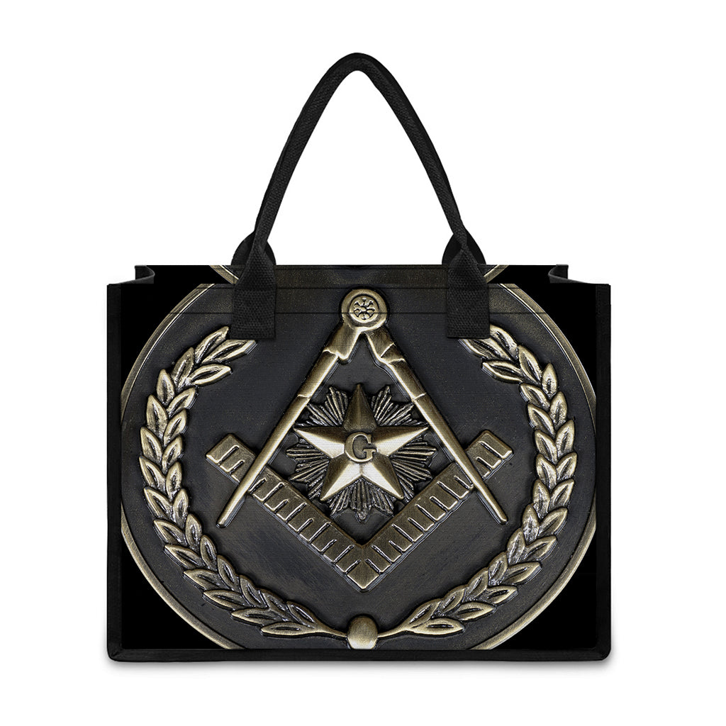 Freemasonry Medal Print Canvas Tote Bag