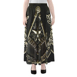 Freemasonry Medal Print Chiffon Maxi Skirt