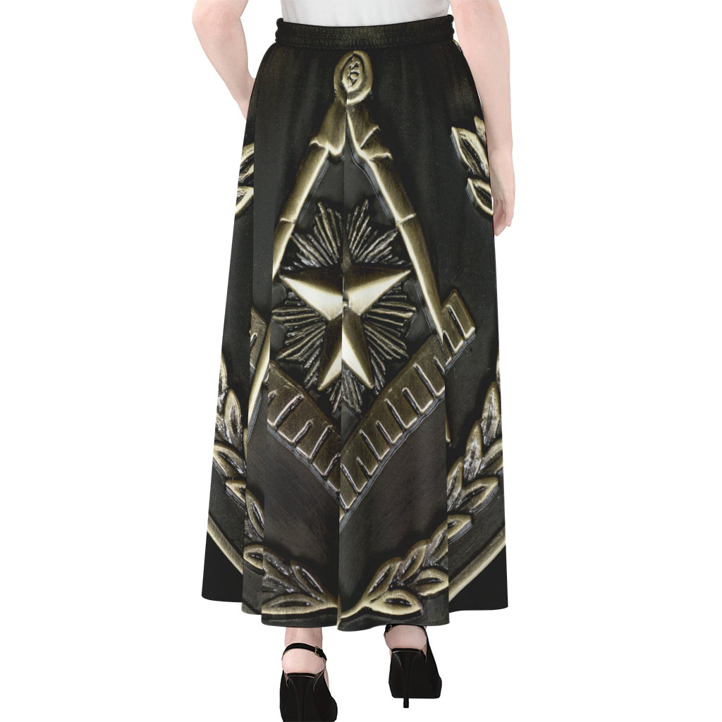 Freemasonry Medal Print Chiffon Maxi Skirt