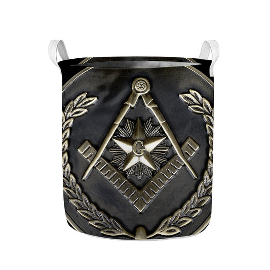 Freemasonry Medal Print Collapsible Laundry Basket