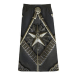 Freemasonry Medal Print Cotton Front Slit Maxi Skirt