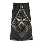 Freemasonry Medal Print Cotton Front Slit Maxi Skirt