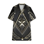 Freemasonry Medal Print Cotton Hawaiian Shirt