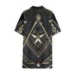 Freemasonry Medal Print Cotton Hawaiian Shirt