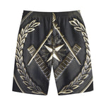 Freemasonry Medal Print Cotton Shorts