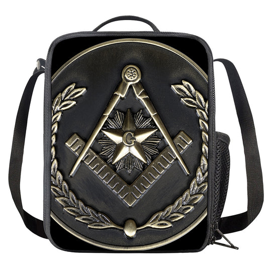 Freemasonry Medal Print Crossbody Lunch Bag